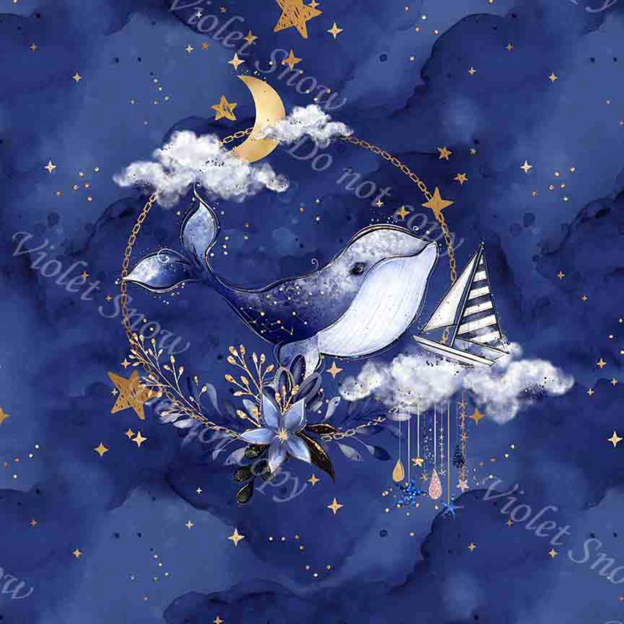 Starry Sea Blue Whale Wreath Bag Rapport